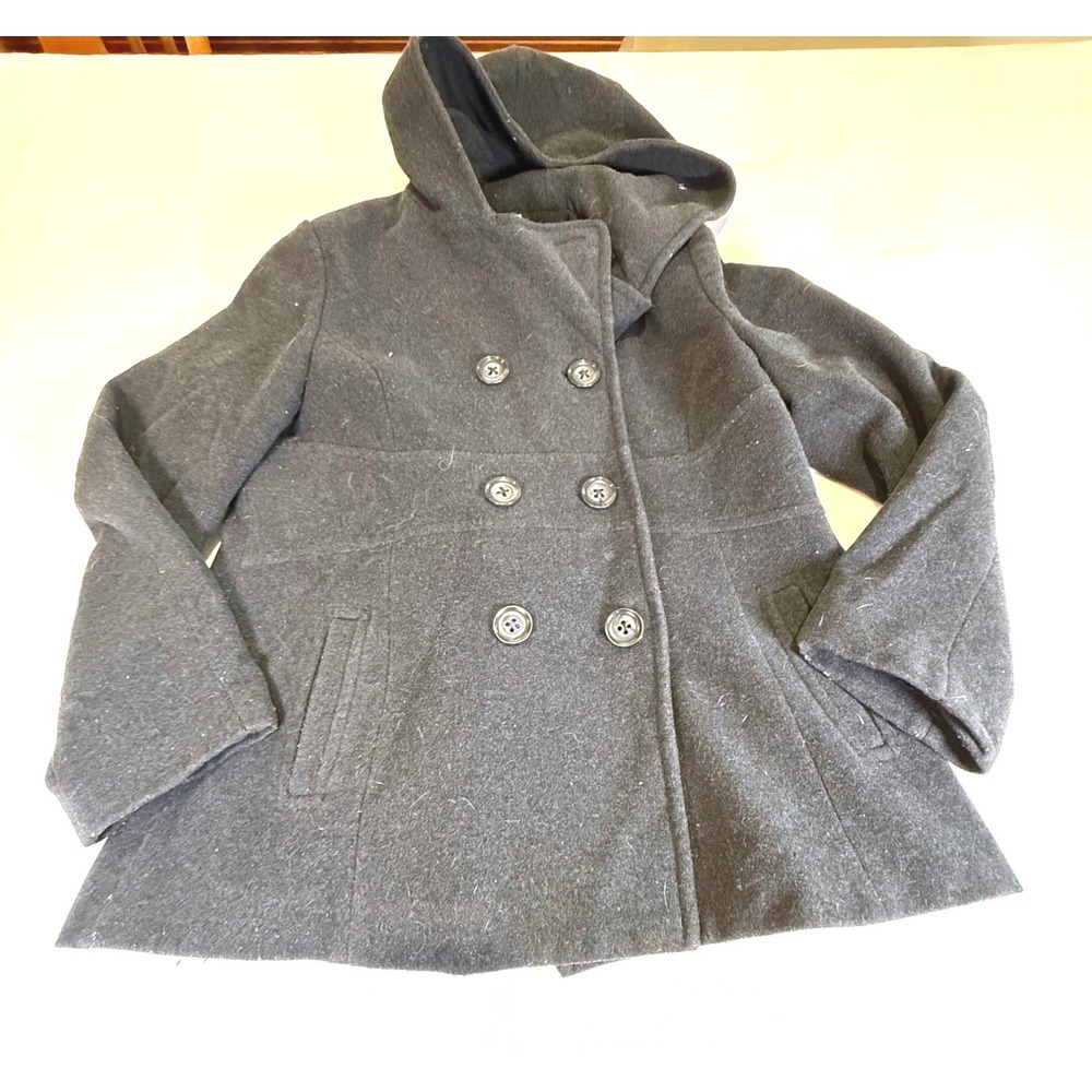 Croft and Barrow Wool Blend Peacoat‎ Large Black Double Breasted Classic Coat
